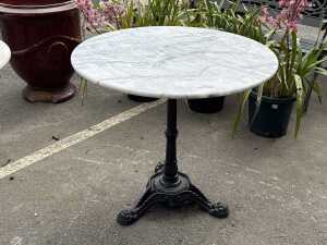 Round marble top patio table