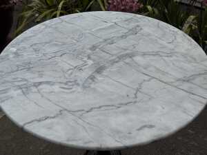 Round marble top patio table - 3