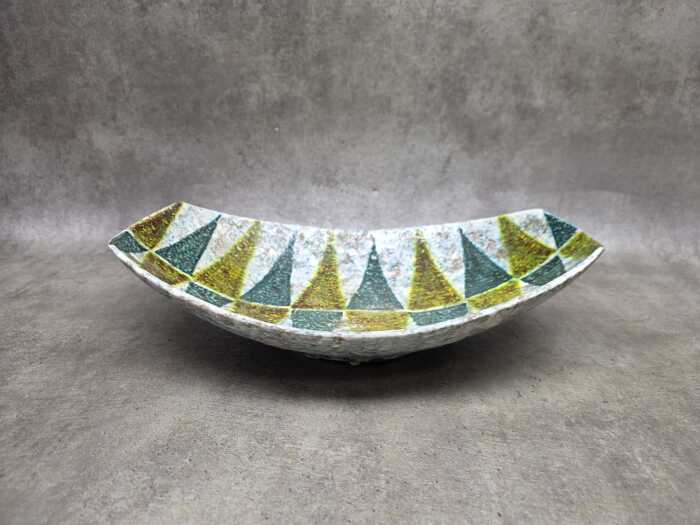 Mid-century Italian glazed terracotta dish with lava glaze