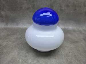 Mid-century blue and white cased bulbous jar