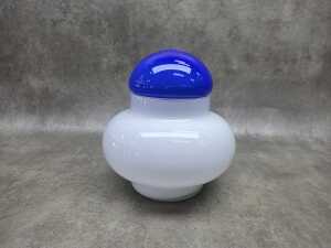 Mid-century blue and white cased bulbous jar - 2
