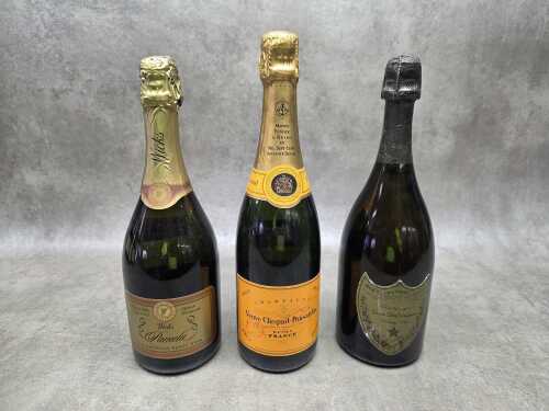Three bottles of sparkling wine, including Dom P&eacute;rignon 1988