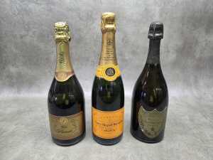 Three bottles of sparkling wine, including Dom P&eacute;rignon 1988