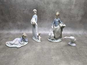 Four Lladro porcelain figures