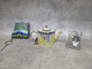 Eight metal decorative items, including enamel - 5