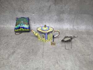Eight metal decorative items, including enamel - 6