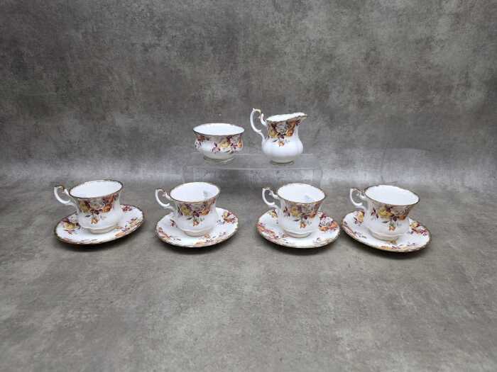 Royal Albert Lenora demitasse coffee setting for four