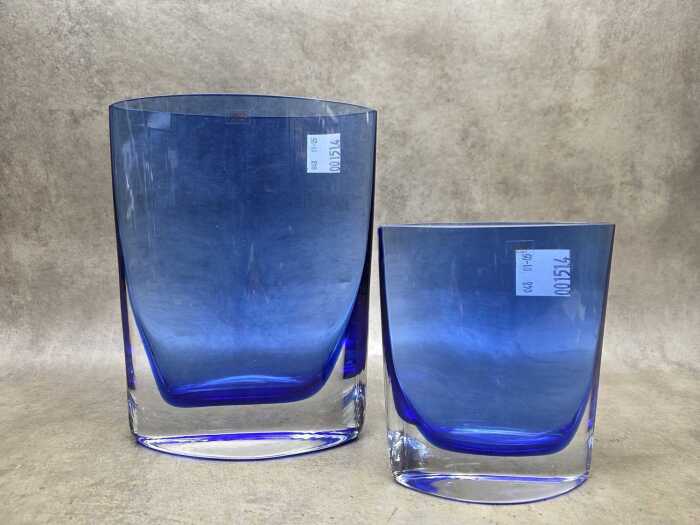 Matching blue Krosno glass vases