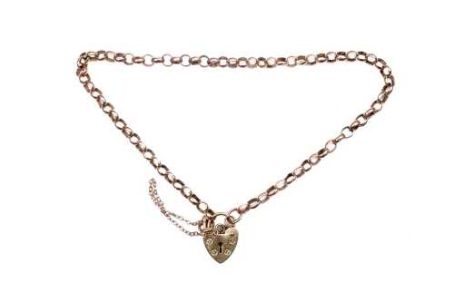 A broken padlock bracelet in 9 carat yellow gold