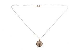 A diamond tree of life pendant and chain in 9 carat yellow gold - 3