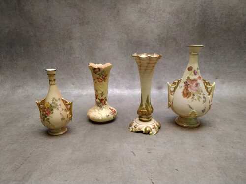 Four Royal Worcester porcelain vases, A/F
