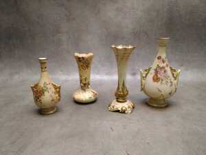 Four Royal Worcester porcelain vases, A/F