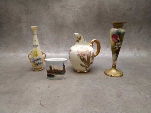 Four Royal Worcester porcelain pieces, A/F
