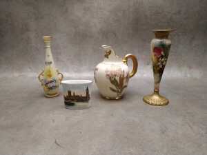 Four Royal Worcester porcelain pieces, A/F