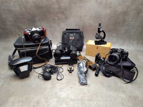 Assorted cameras and accessories