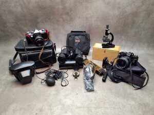 Assorted cameras and accessories
