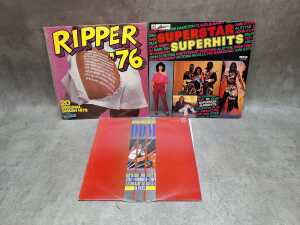 Ten Rock and Pop compilation vinyl records, including 'Superstar Superhits' - 3