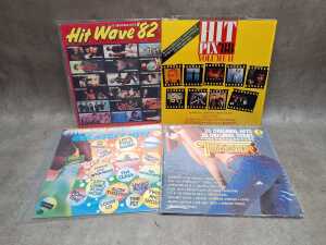 Ten Rock and Pop compilation vinyl records, including 'Hit Wave 82' - 3