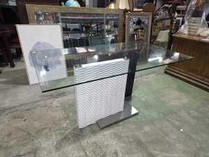 Contemporary glass top dining table