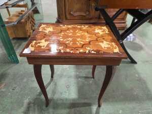 Marquetry music box table