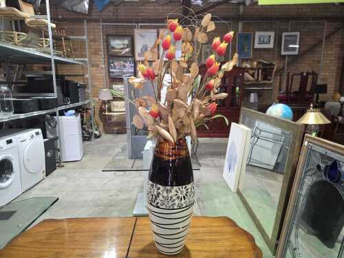 Rustic style vase with faux flowers