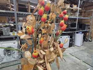 Rustic style vase with faux flowers - 2