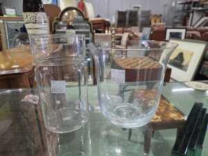 Four clear glass vases in various shapes and sizes - 2