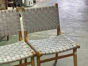 Set of three woven leather dining chairs - 3