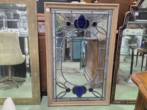 Timber framed leaded stained glass mirror