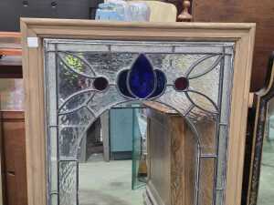 Timber framed leaded stained glass mirror - 2