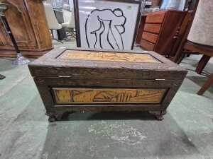 Chinese carved timber storage chest - 5