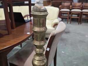 Brass standard lamp with oriental etched design - 2