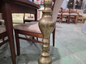 Brass standard lamp with oriental etched design - 3