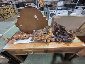 Three lacquered Mulga wood sculptural forms