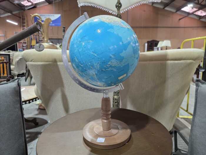 Atlas globe on turned timber base