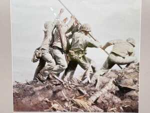 After Joe Rosenthal, Raising the Flag on Iwo Jima. Framed reproduction print on paper - 2