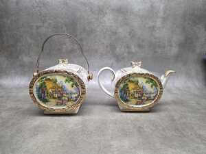 Sadler porcelain teapot and biscuit barrel - 2