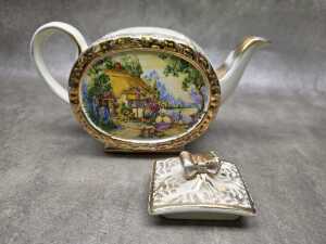 Sadler porcelain teapot and biscuit barrel - 3