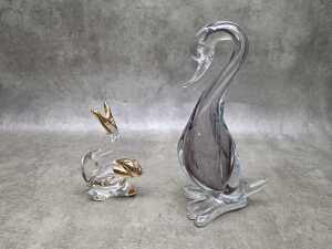 Two art glass figures