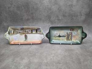 Two Royal Doulton Seriesware sandwich platters, A/F