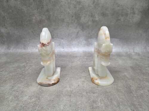 Pair of onyx horse head book ends