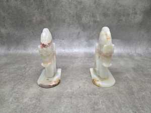 Pair of onyx horse head book ends