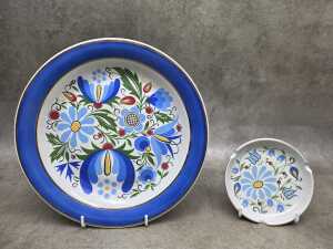 Four ceramic pieces including Lubiana dishes and vase. - 2