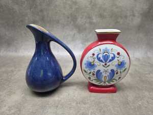 Four ceramic pieces including Lubiana dishes and vase. - 4