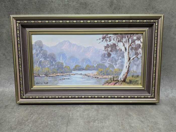 Norma Kett, Australian riverscape. Oil painting on board