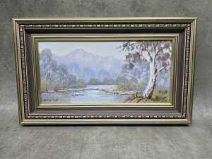 Norma Kett, Australian riverscape. Oil painting on board