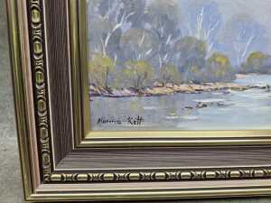 Norma Kett, Australian riverscape. Oil painting on board - 3