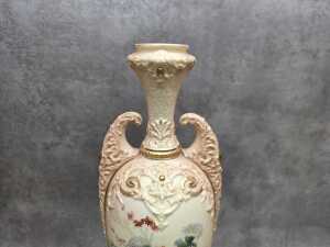 Royal Worcester porcelain twin handled vase, 1901, A/F - 3