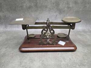 Brass and timber postal scales - 4