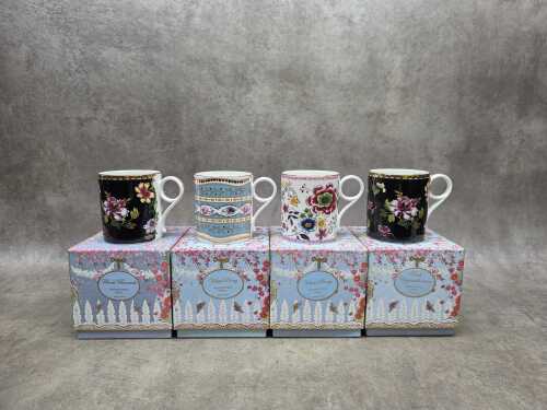 Four Wedgwood Archive Collection porcelain mugs